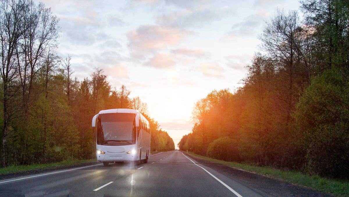 A Dreamline coach on the road near Mombasa